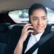 portrait business woman talking phone her way work car business concept 80x80